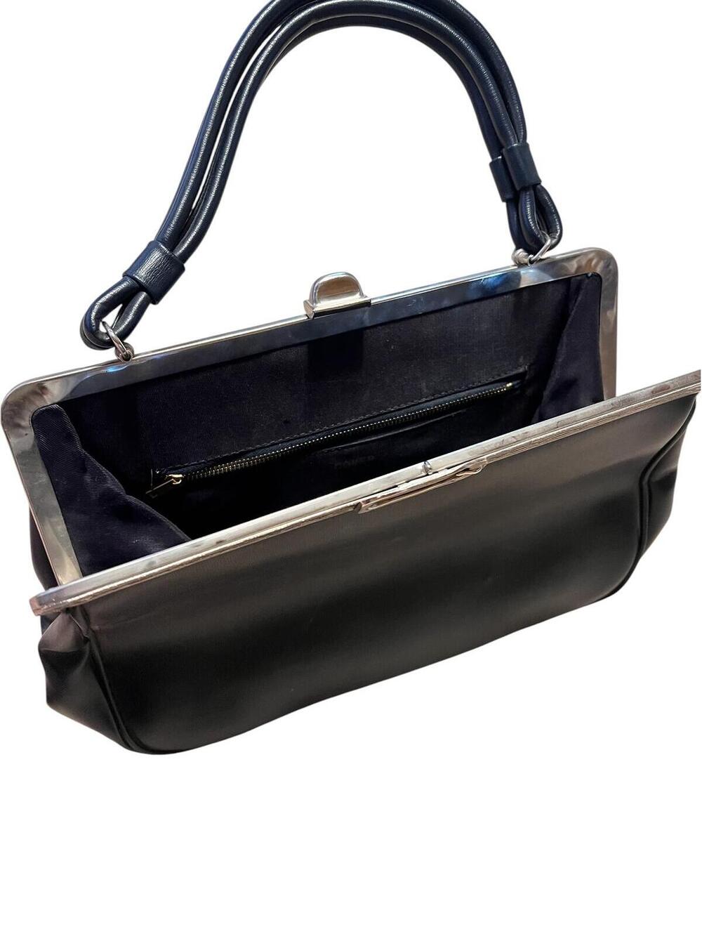 Vintage Dover Black Leather Handbag With a Kiss-Lock Closure - Picture 2 of 3